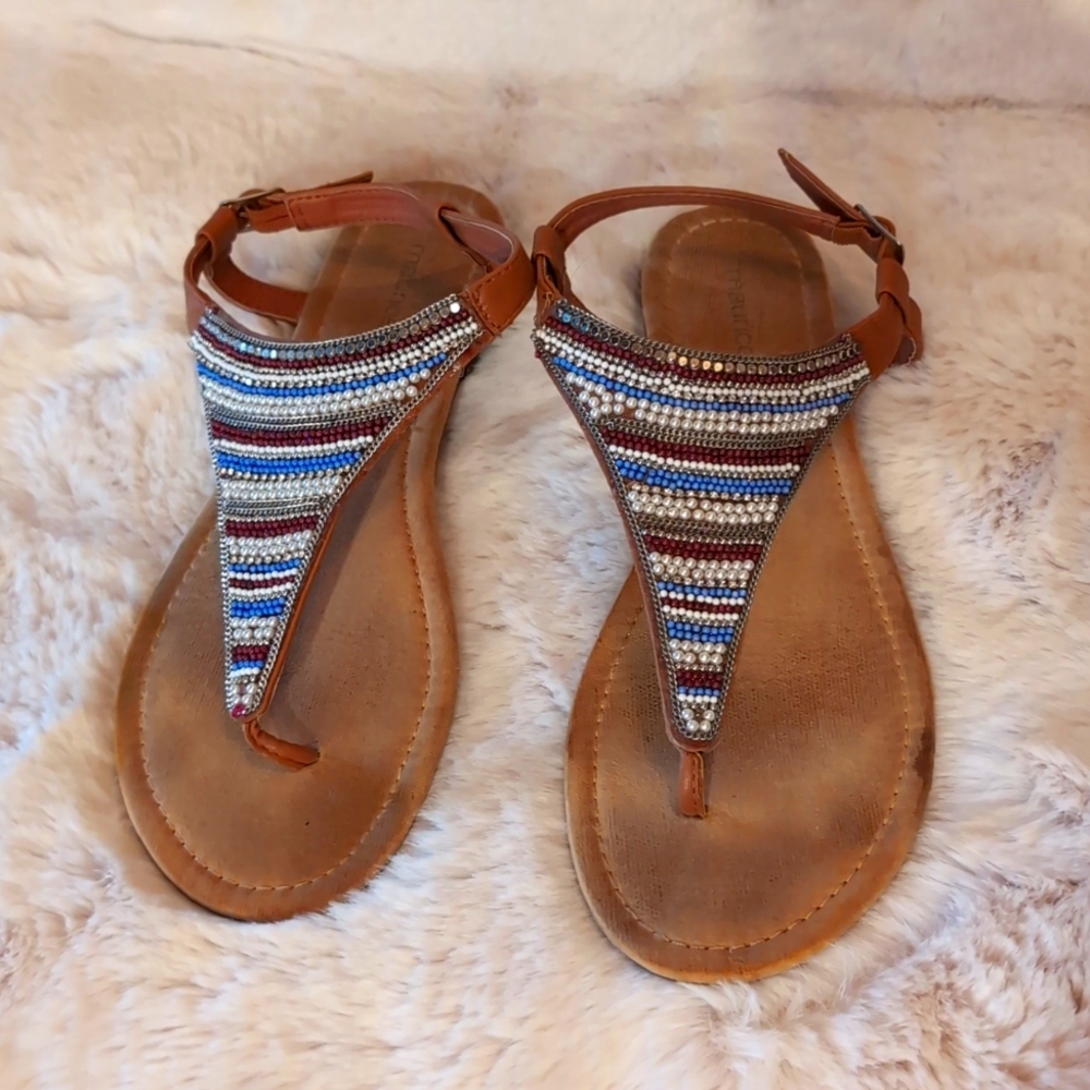 Maurices| Multicolored Beaded Sandals